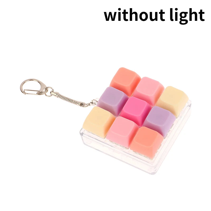 4/9 Keys Mechanical Keyboard Axis Tester LED Keyboard Key Toy Stress Relief DIY Button Keycap Fidget Keychain Toys Gift