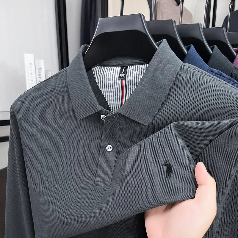 Polo Manga Larga 100% Algodón con Bordado de Pony | Casual Business Hombre 👔