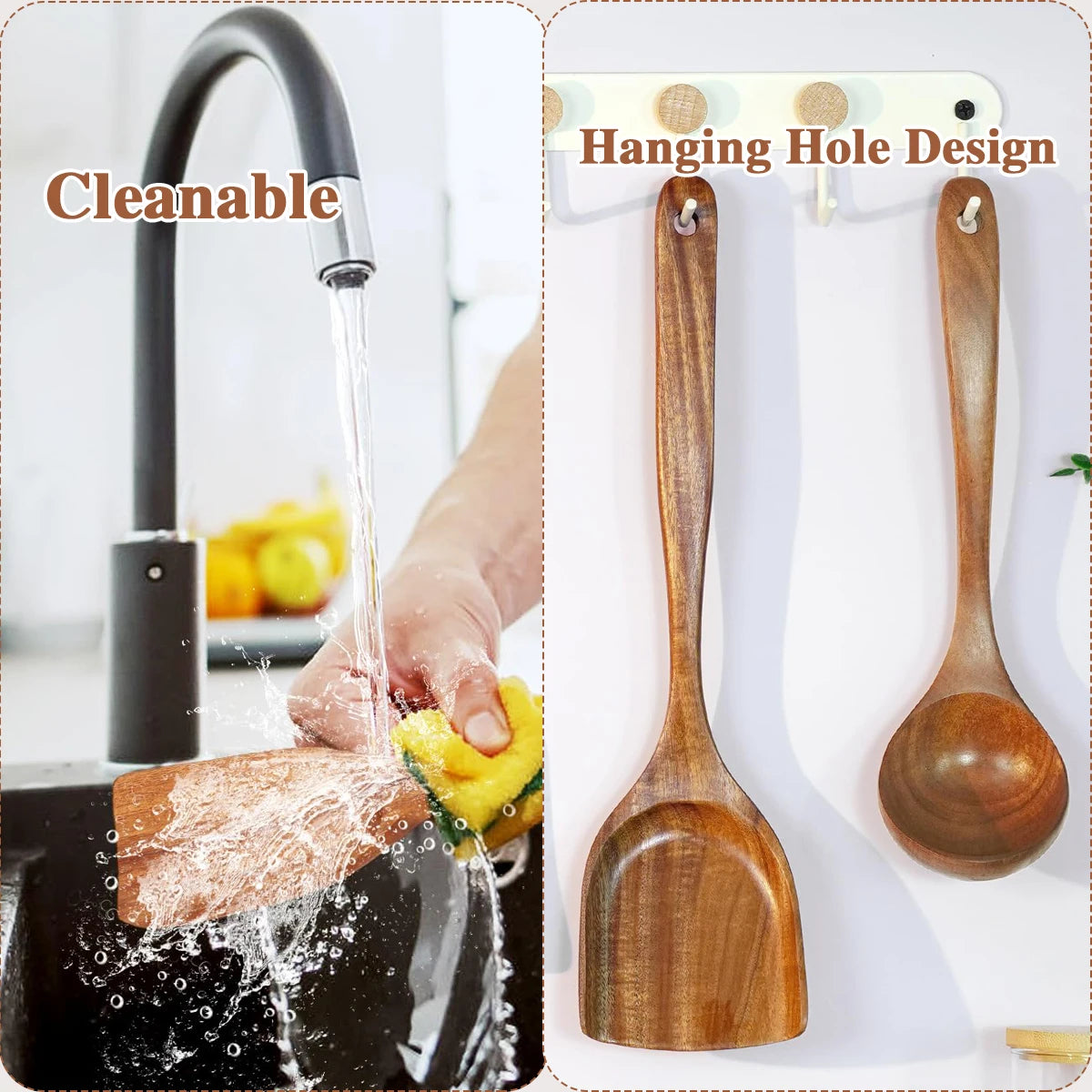10pcs Wooden Spoons Kitchen Wooden Utensils For Cooking Wooden Kitchen Utensils Set