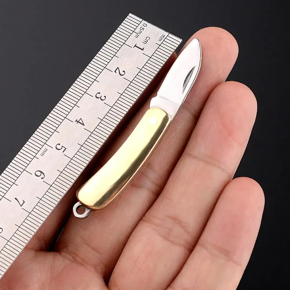 Brass Mini Knife Sharp Pocket Knife Exquisite Folding Knife Portable Keychain Pendant Gifts Accessories