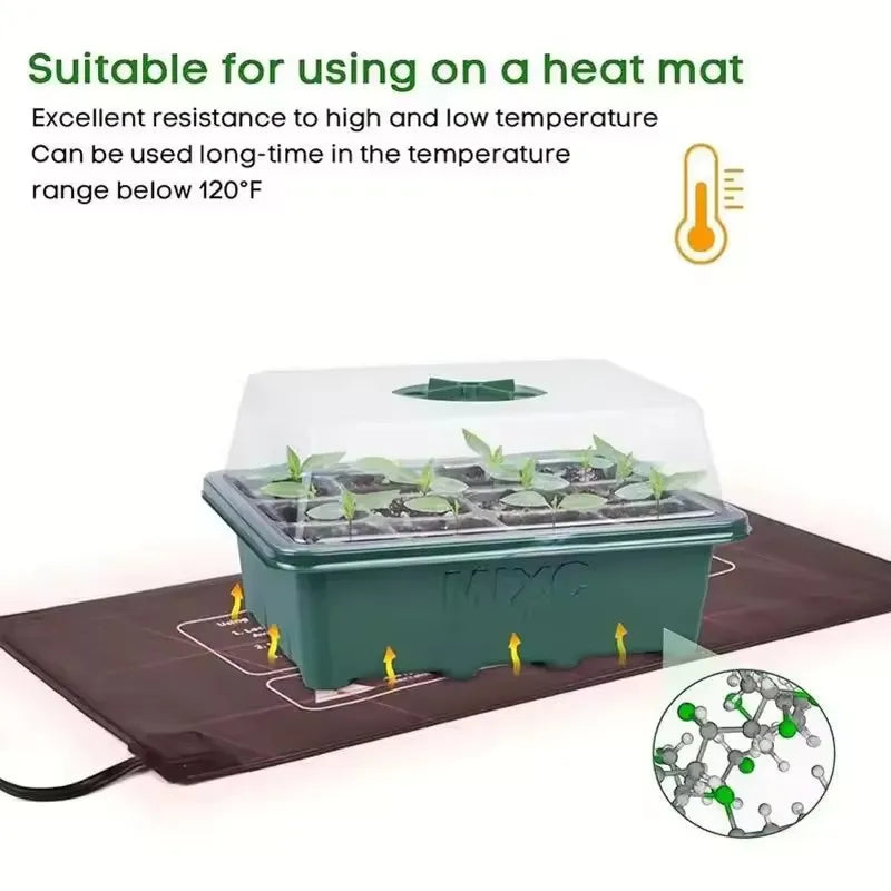 Seed Starter Kits Seedling Starter Trays (12 Cells per Tray) Humidity Adjustable Plant Germination Kits Garden Seed Starting Tra
