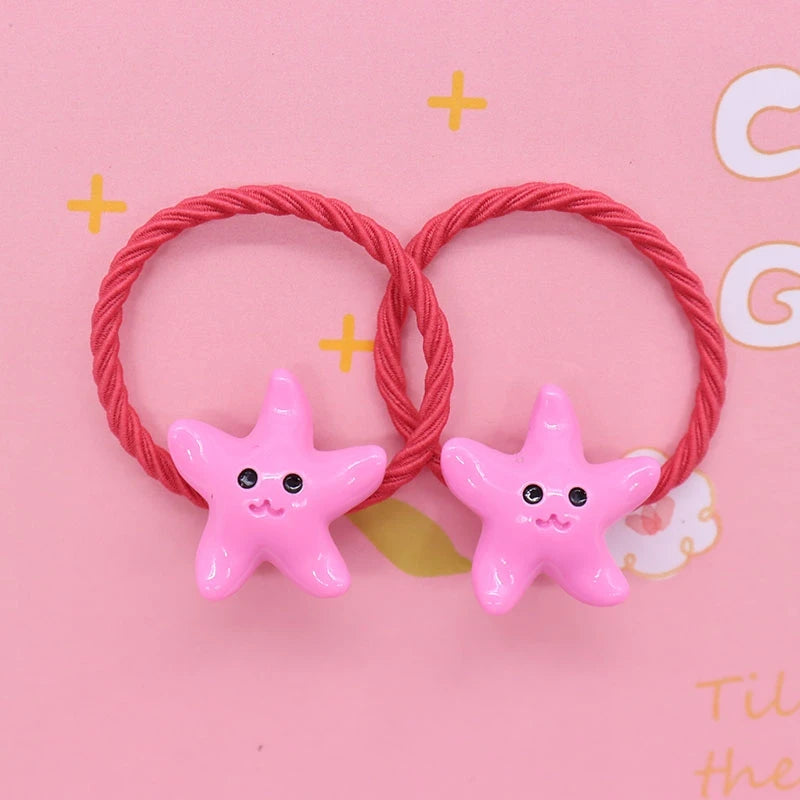 2Pcs/Set Halloween Gift Resin Strawberry Hair Accessories Colorful Hair Ties Children's Rubber Bands Kid Headband Scrunchies