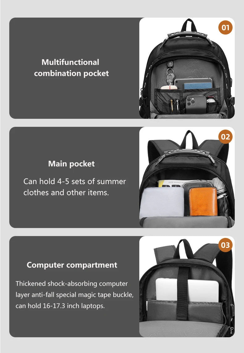 2026 Waterproof 17/20 Inch Laptop Backpack Men Airplane Travel Backpack Women Oxford Rucksack Male School Bag modern Mochila