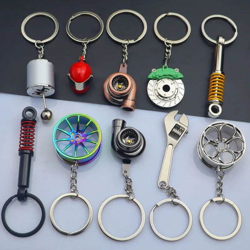 Creative Mini Gear Head Keychain Speed Gearbox Keyring for Car Key Turbo Hub Brake Disc Pendant Shock Absorber Keys Holder Chain