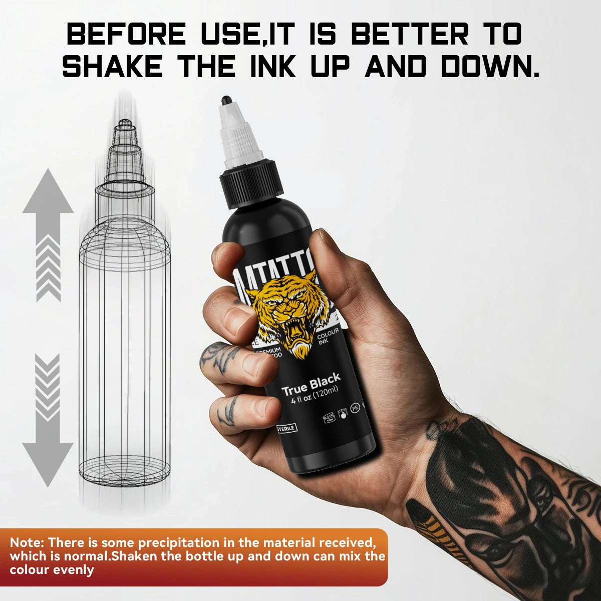 DM 120ml Tattoo Ink Pigment True Black/Triple Black/Brite White Professional Beauty Paints Makeup Tattoo Supplies Semi-permanent