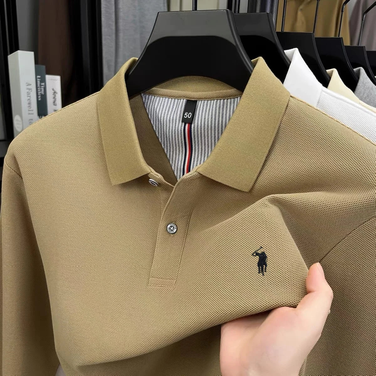 Polo Manga Larga 100% Algodón con Bordado de Pony | Casual Business Hombre 👔