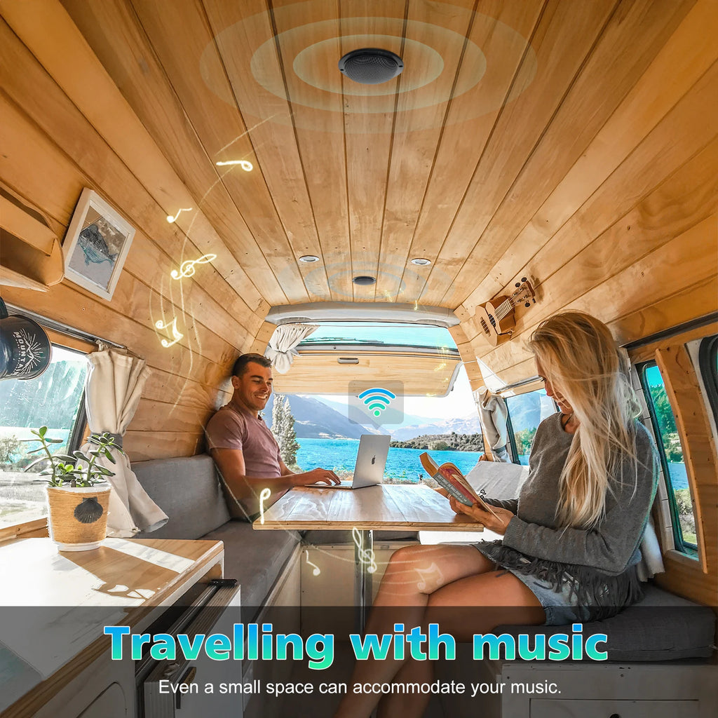 STUDIOFINIX 4'' 160W Waterproof Bluetooth Ceiling Speakers - Ultra-Thin Marine Speakers for House, Caravan, RV & Houseboats 2PCS