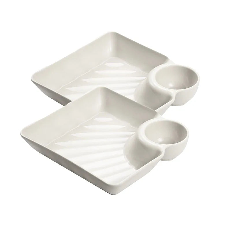 Chips and Salsa Serving Dish Plates 1/2/4pcs Reusable Chip and Dip Bowl Serving Dishes Rectangular Snack Tray with Compartments