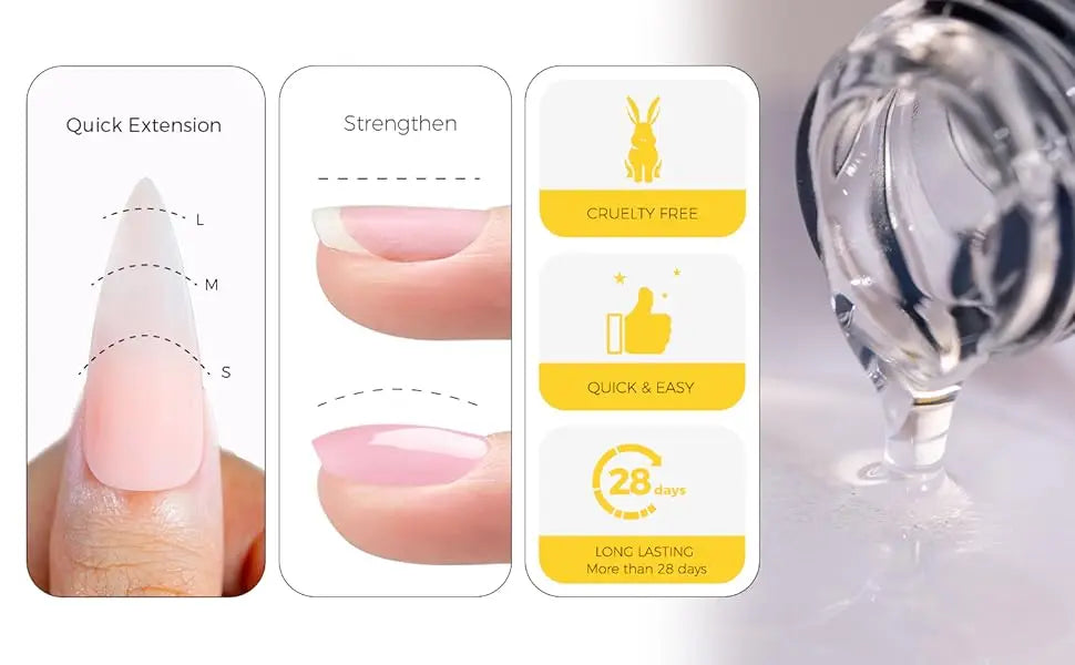 Makartt 5-in-1 Builder Gels Nail Gel Extension Nail Strengthen & Nail Repair Base Coat Nail Polish Soak Off  UV/LED Lamp Needed