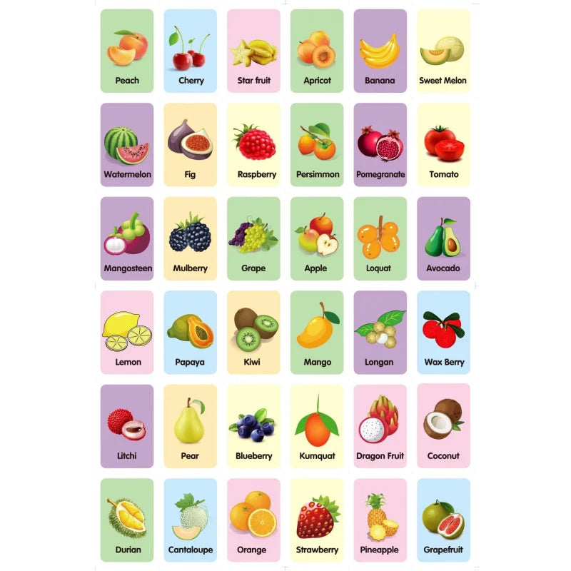 36pcs/box Early Childhood Education card animal fruit food color shape English character Montessori Toy Memory Training card