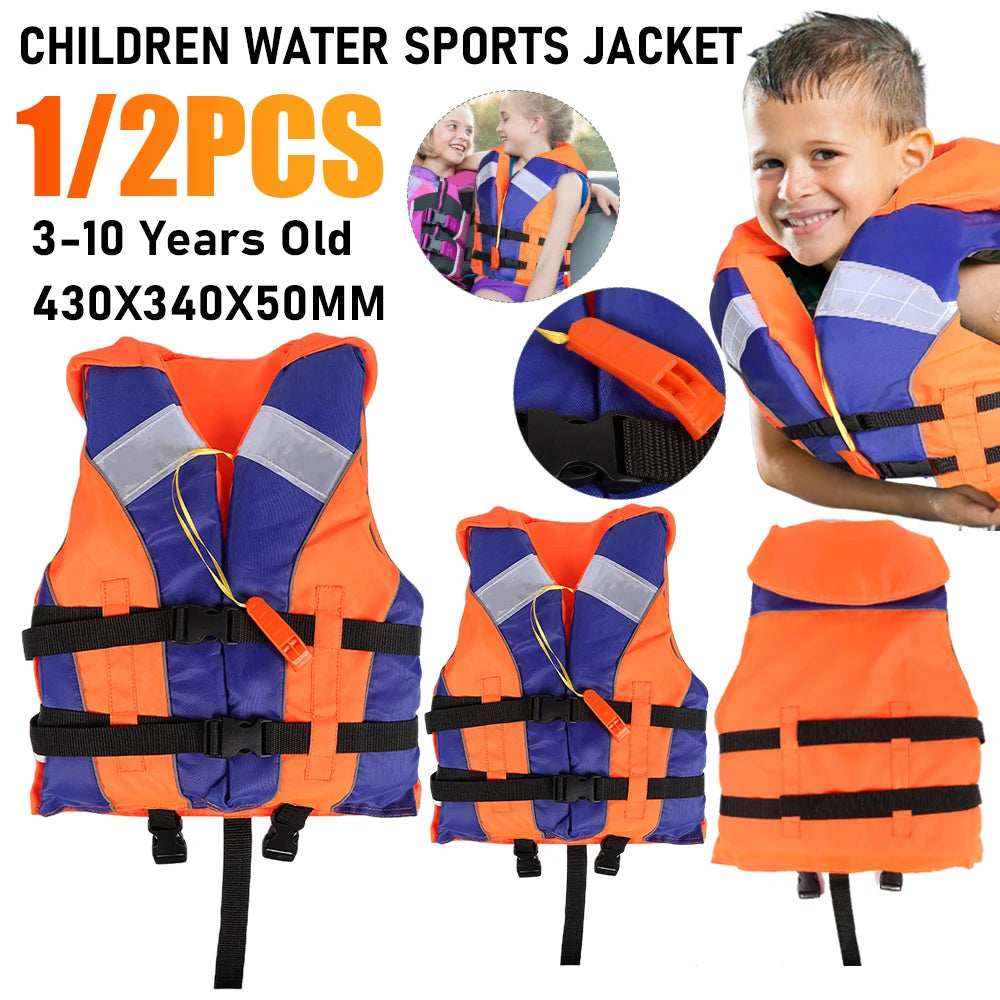 1/2PCS Children Life Jacket With Whistle Adjustable Size Swimming Float Vest Fishing Drifting Swimming Life Vest For Water Sport