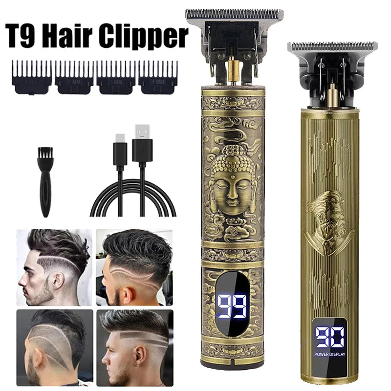 Professional Hair Cutting Machine Vintage T9 Hair Clipper Cutting Machine For Men Shaver Trimmer Rechargeable Carving Mark Razor
