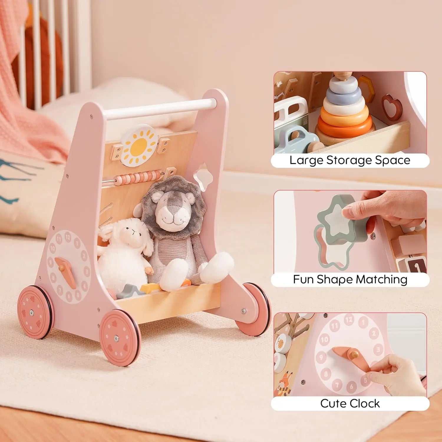Andador de Madera Montessori para Bebés | Juguete de Empuje