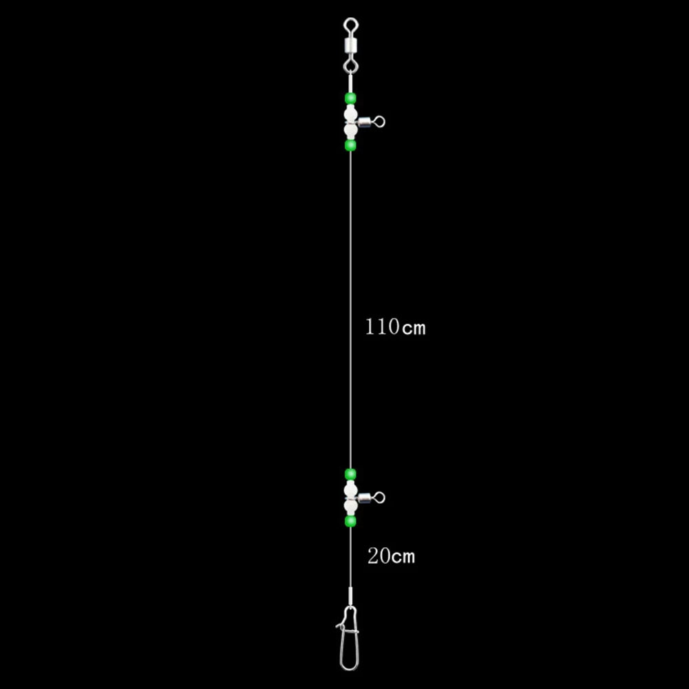 Night Glow Fishing Leaders Fishing Leader Line with Swivels and Snaps Luminous Fish Wire Leaders for Saltwater Freshwater