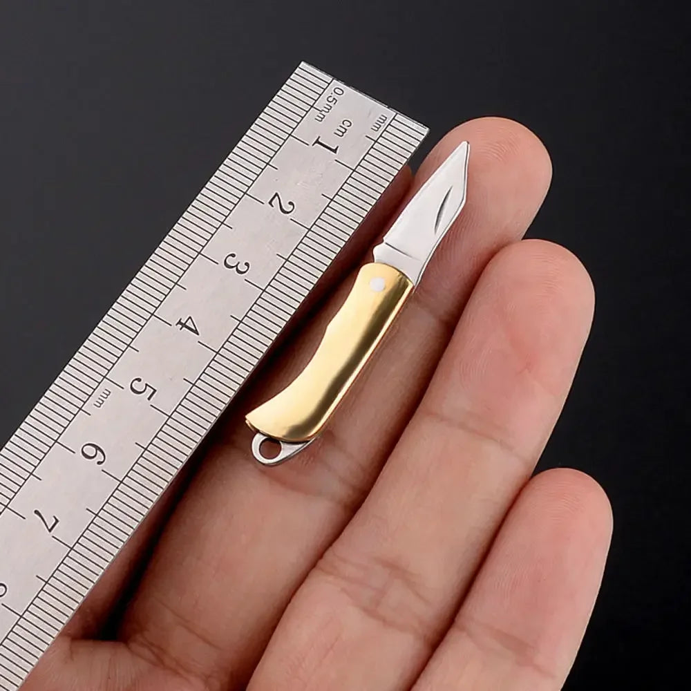 Brass Mini Knife Sharp Pocket Knife Exquisite Folding Knife Portable Keychain Pendant Gifts Accessories