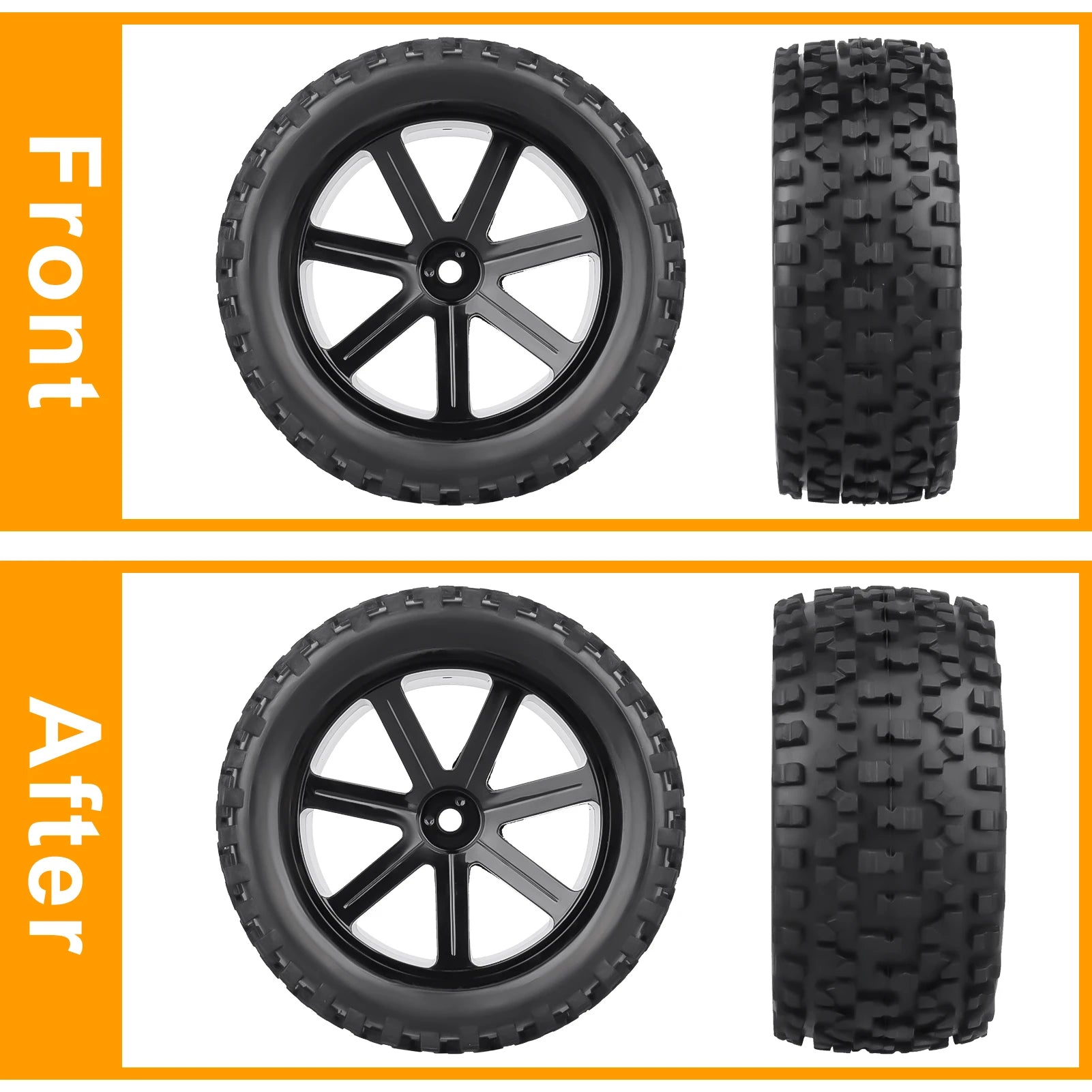 4pcs-Pack HobbyPark Pre-Glued Front & Rear Wheels and Tires Buggy Tyres for 1/10 offroad rc car accessories