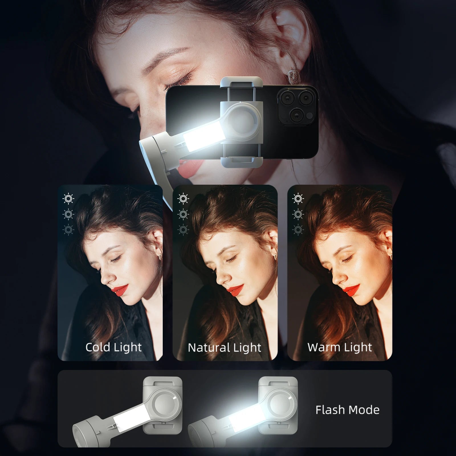 M01 3-Axis Smart Gimbal Handheld Stabilizer Selfie Tripod with Fill Light for Smartphone Anti Shake Foldable for Xiaomi iPhone - Firu Total Sales