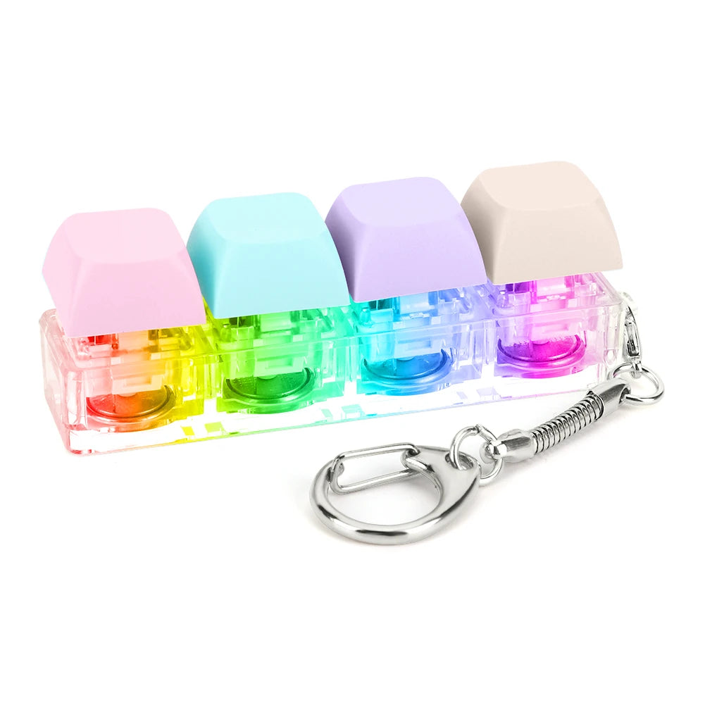 4 Keys Button Keycap Fidget Keychain Keyboard Key Toy Keyboard Clicker Toy Keyboard Cube Toy for Adult Gifts To Relief Pass Time