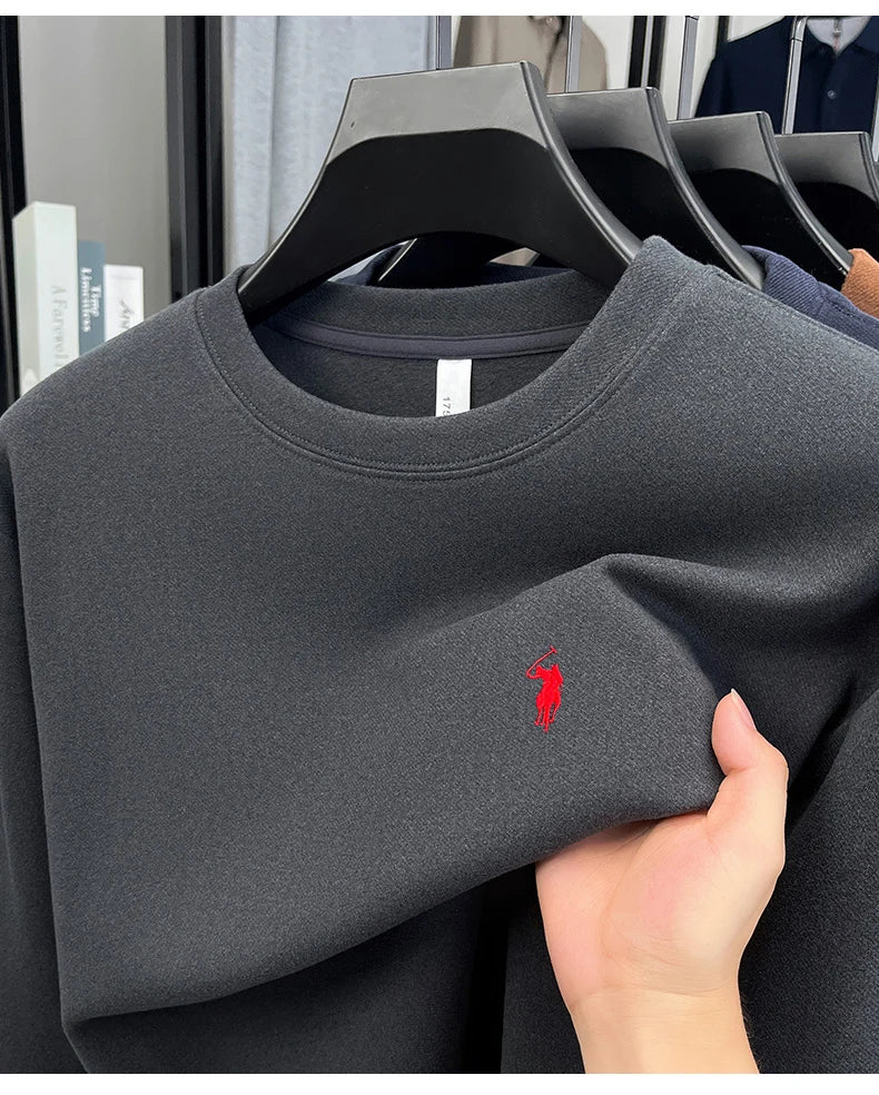Sudadera de Lujo Manga Larga con Bordado de Pony | Casual Cuello Redondo Hombre 👔