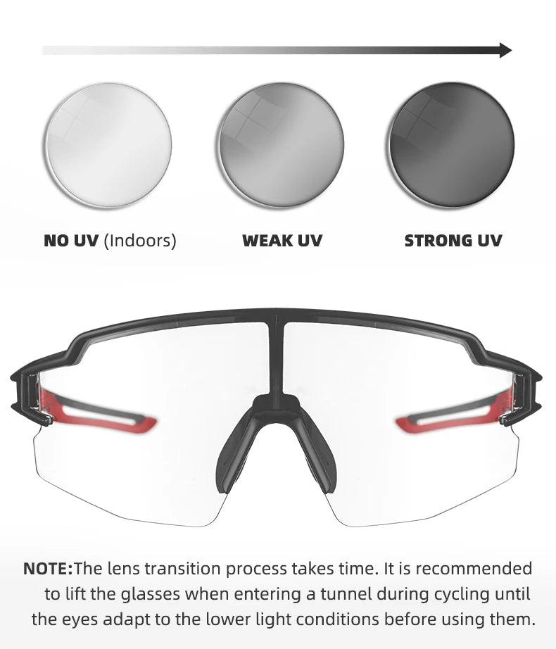 ROCKBROS Cycling Glasses Photochromic Polarized Lens Bike Glasses UV400 Protection Eyewear Sunglasses MTB Road Bicycle Goggles
