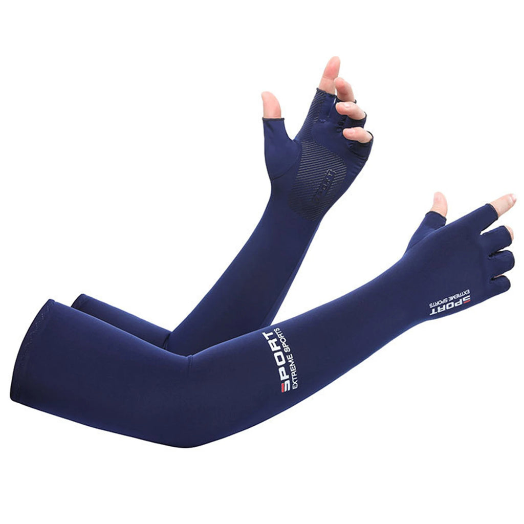 Sun-protective Arm Sleeves Cooling Cover Summer UV Sun Protection Riding Sleeves Thin ice silk gloves outdoor Running Cycling