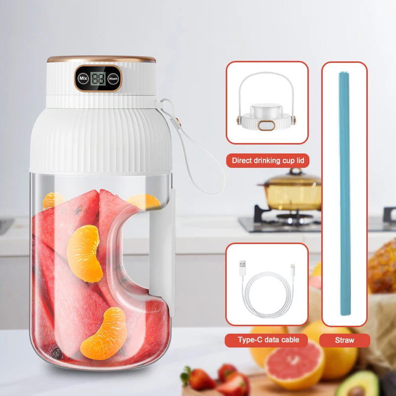 Licuadora Portátil USB 1000ml | Juguera de Frutas Recargable | Smoothies y Jugos