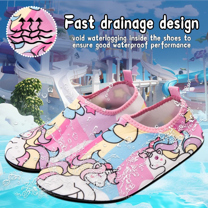 Kids Water Sport Beach Swimming Socks Girl Thin Multi Prints Anti Slip Fitness Yoga Dance Swim Surf Diving Underwater Shoes