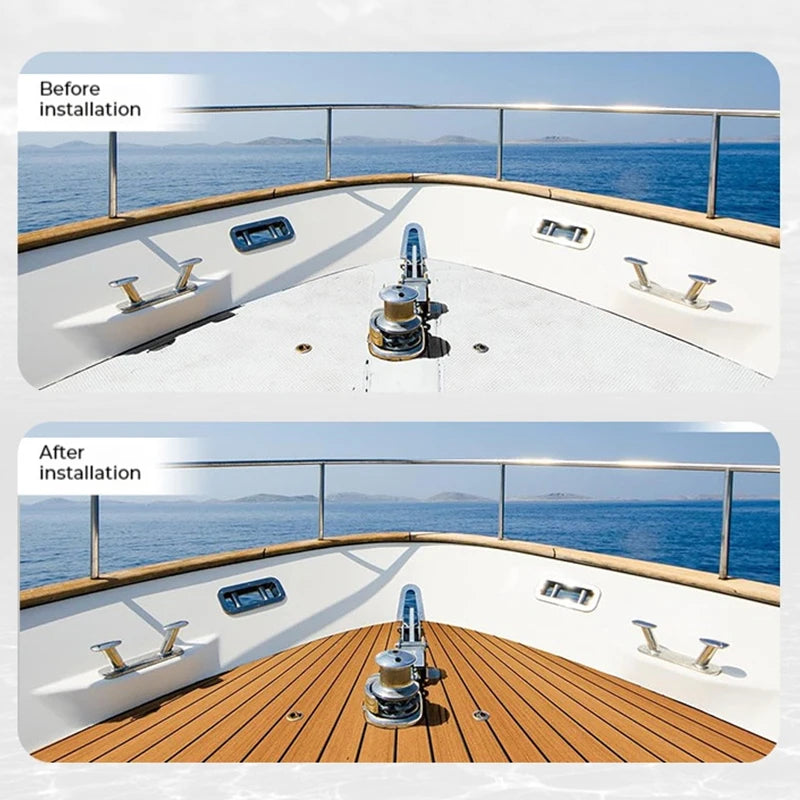 4 Colors 2400x450x6mm EVA Self-Adhesive Foam Boat Flooring Faux Teak Decking Sheet Pad For Boat Marine Yacht RV Deck Sheet Mat