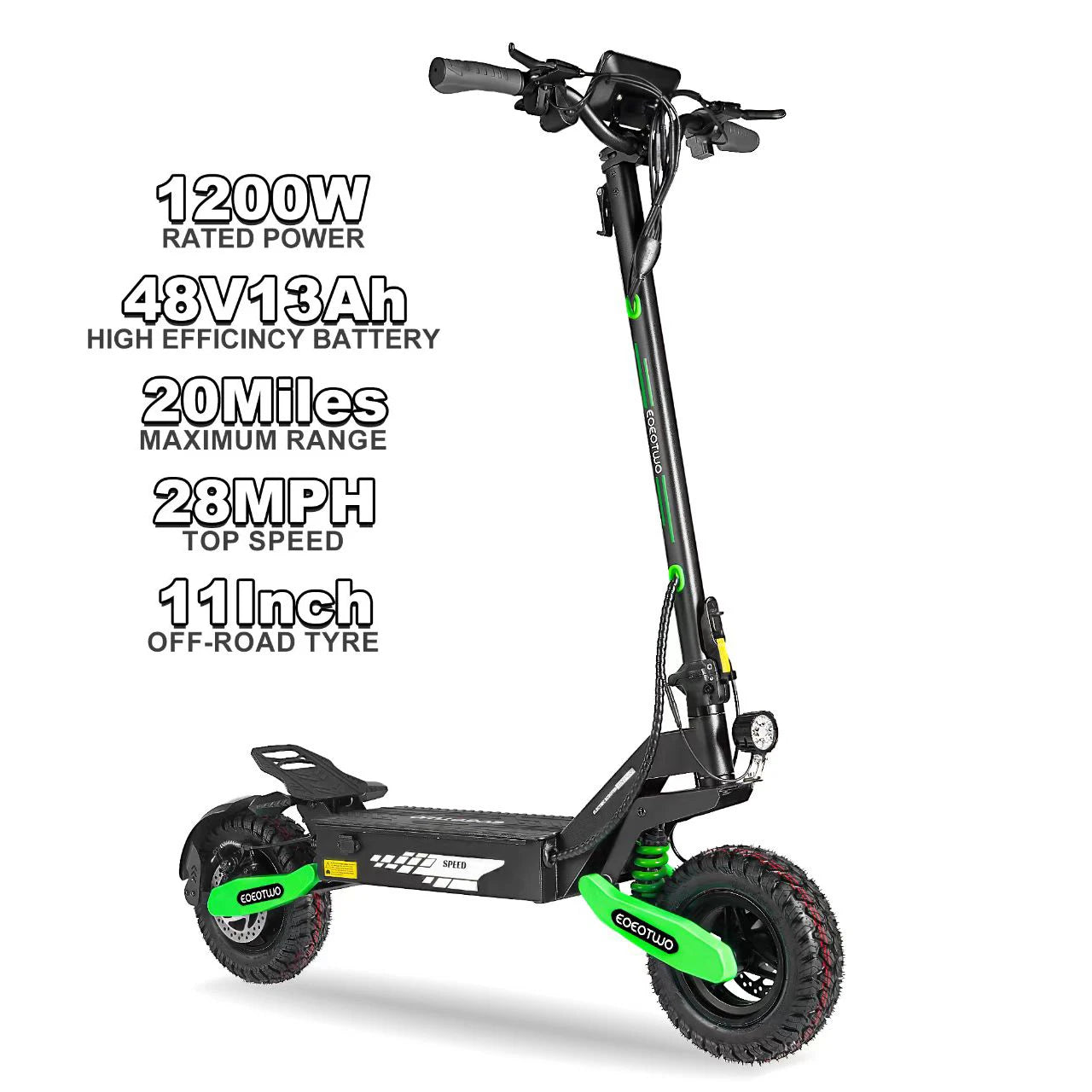 Scooter Eléctrico Off-Road 1200W 48V | 30MPH | Llanta 11" Sin Cámara | Plegable 🛥️