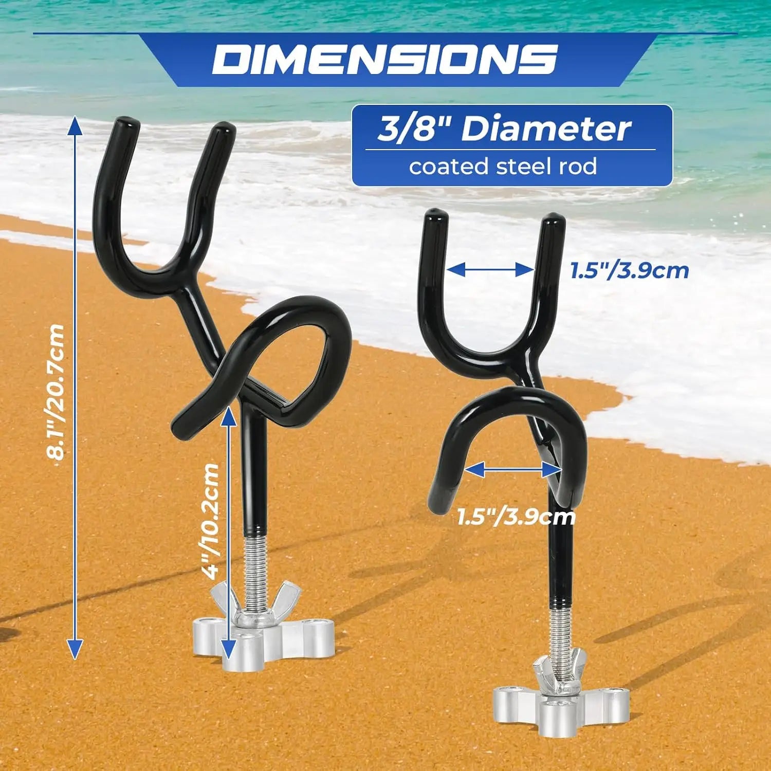 8-Pack 20-Degree Angle Steel Fishing Rod Holders with PVC Coating and Mounting Base, Ideal for Boats and Yachts