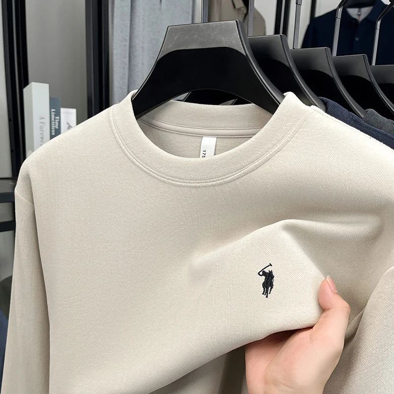 Sudadera de Lujo Manga Larga con Bordado de Pony | Casual Cuello Redondo Hombre 👔