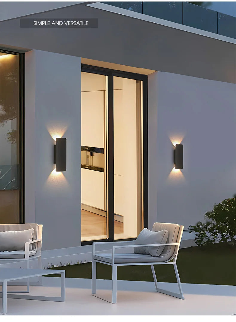 Outdoor Waterproof Wall Lamps Strip Aluminum Wall Lights 18W LED Black Wall Lamp Bedroom Exterior Outdoor Lighting Fixtures