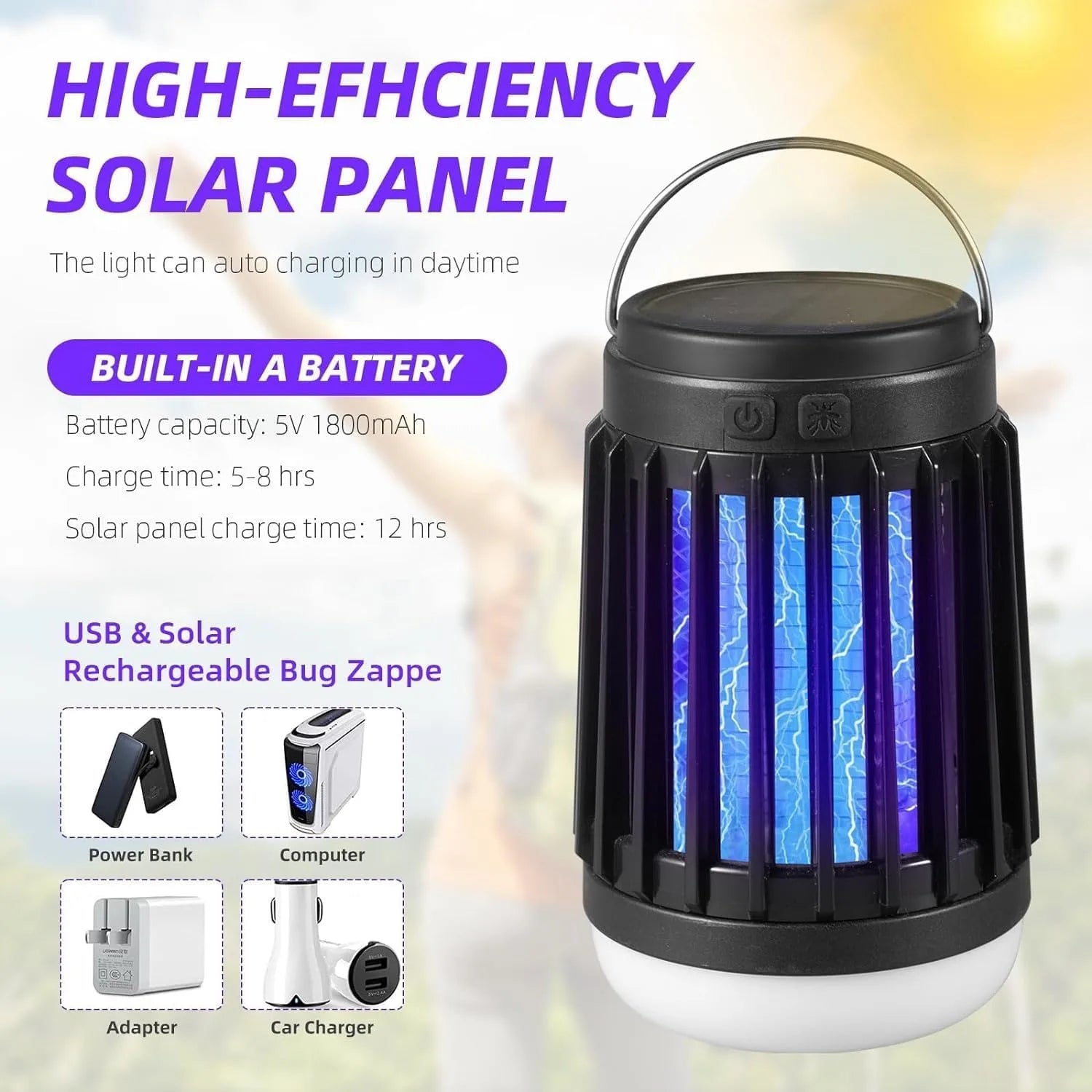 Mata Mosquitos Solar 3 en 1 Portátil ShinLuxe | 2pcs | Patio, Camping y Hogar ☀️ - Firu Total Sales