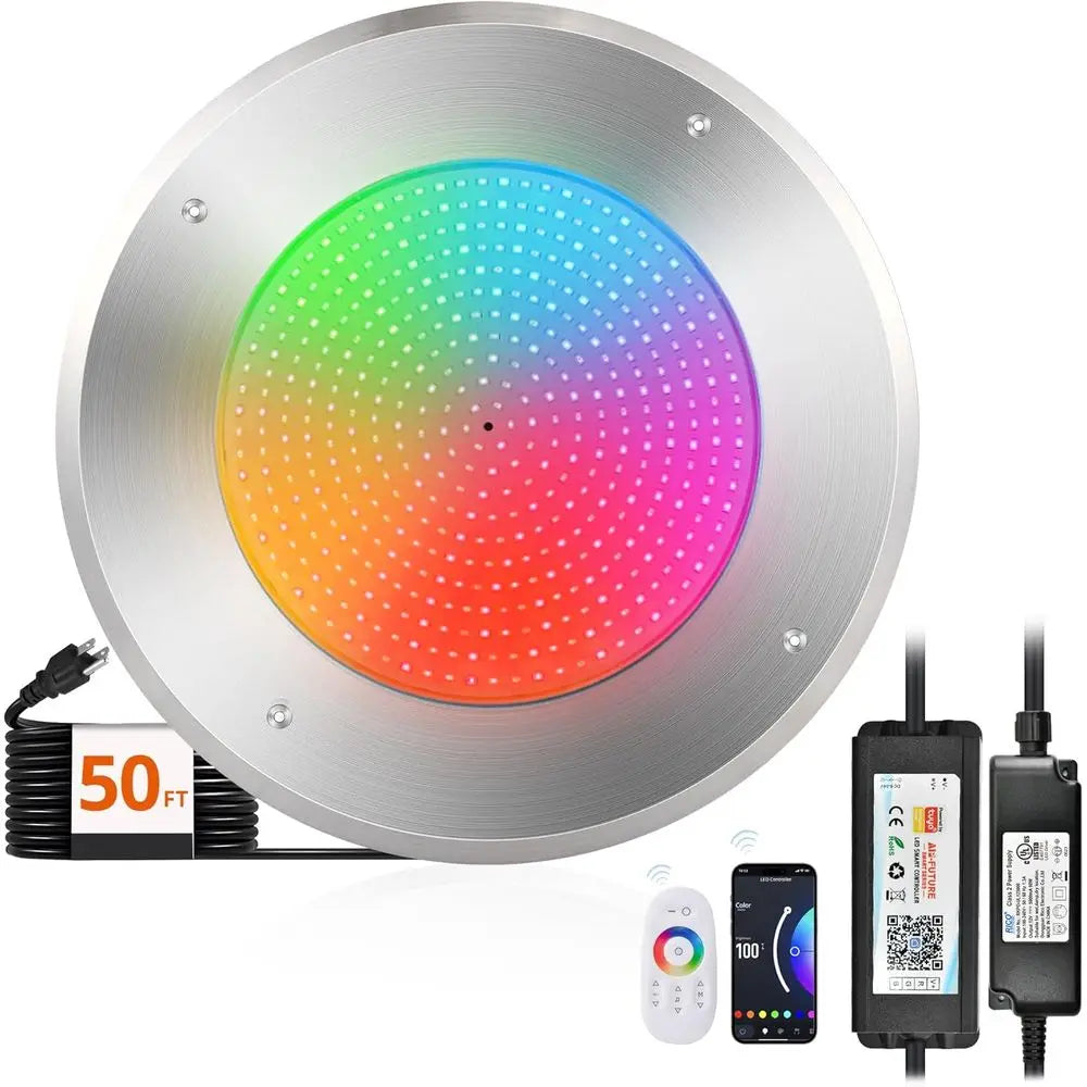 Pool LED Lights or Inground Pool, 120V 54W Underwater Swimming Pool Lights with 50T Cord, RGB Multicolor, IP68 Waterproo Pool Un