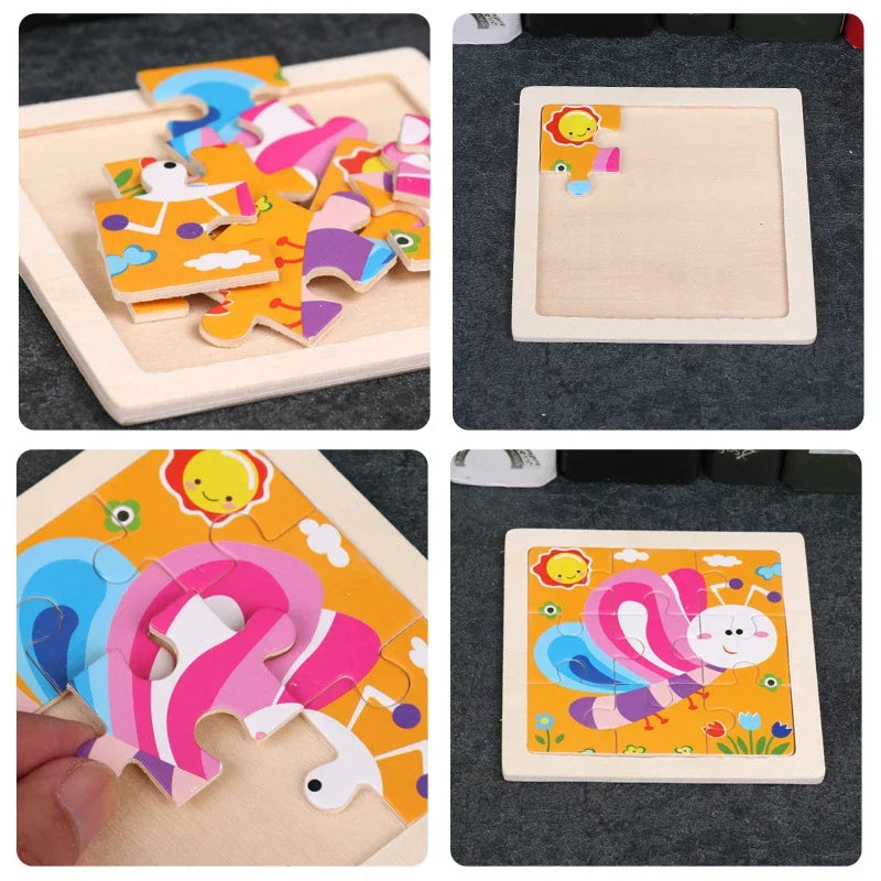 Wooden Animal Jigsaw Puzzle for Kids – Montessori Game
