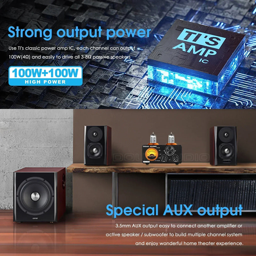 Amplificador Nobsound HiFi Válvulas Bluetooth 5.0 | USB DAC | COAX/OPT | 100W+100W | Vú Metro | Hogar - Firu Total Sales