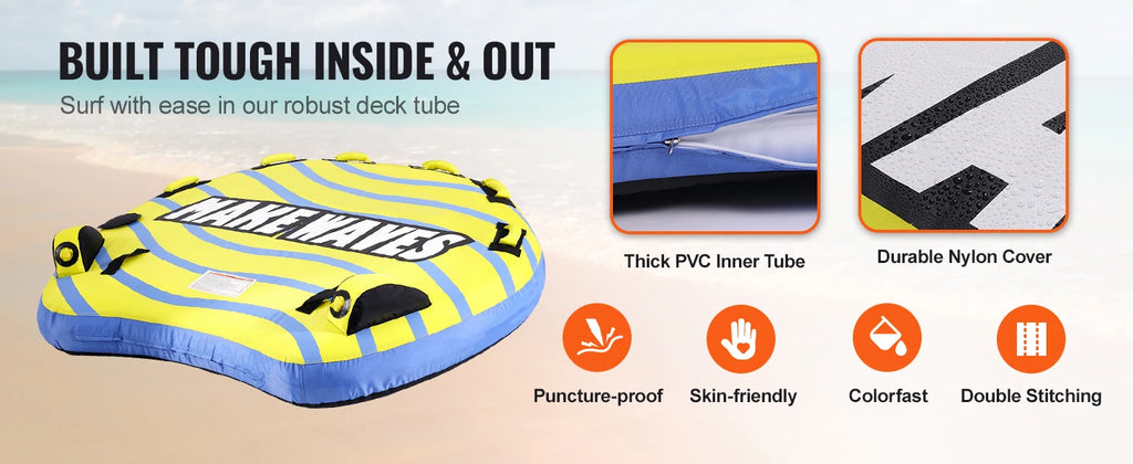 SucceBuy Towable Tube for Boating, 1-3 People Inflatable Towable Tube with Bumper Fins, 510lb Water Sport Towable Tubes for Boat