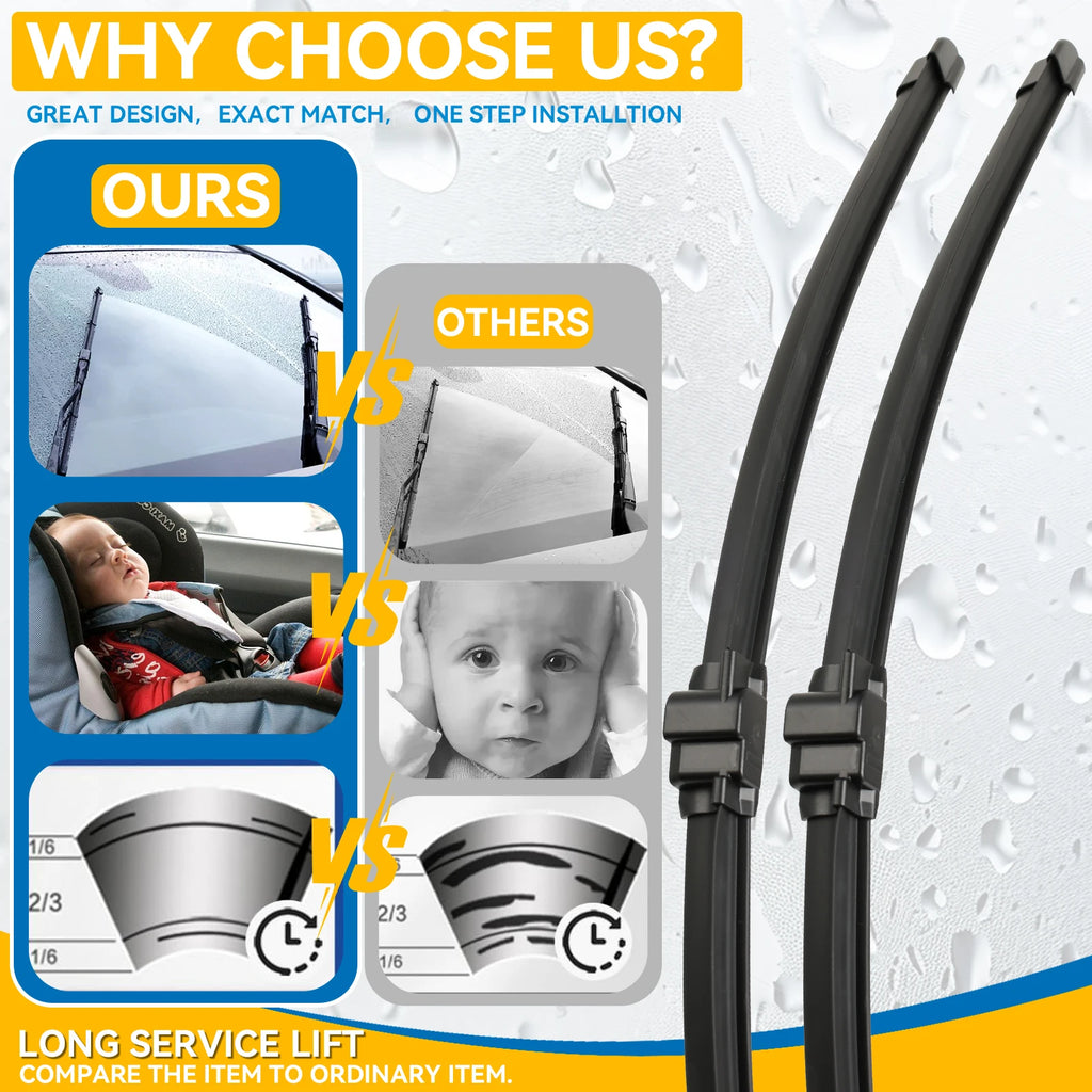 Erick's Wiper LHD Front Wiper Blades For Mercedes Benz C Class W204 2009 - 2012 Windshield Windscreen Window Brushes 24"+24"