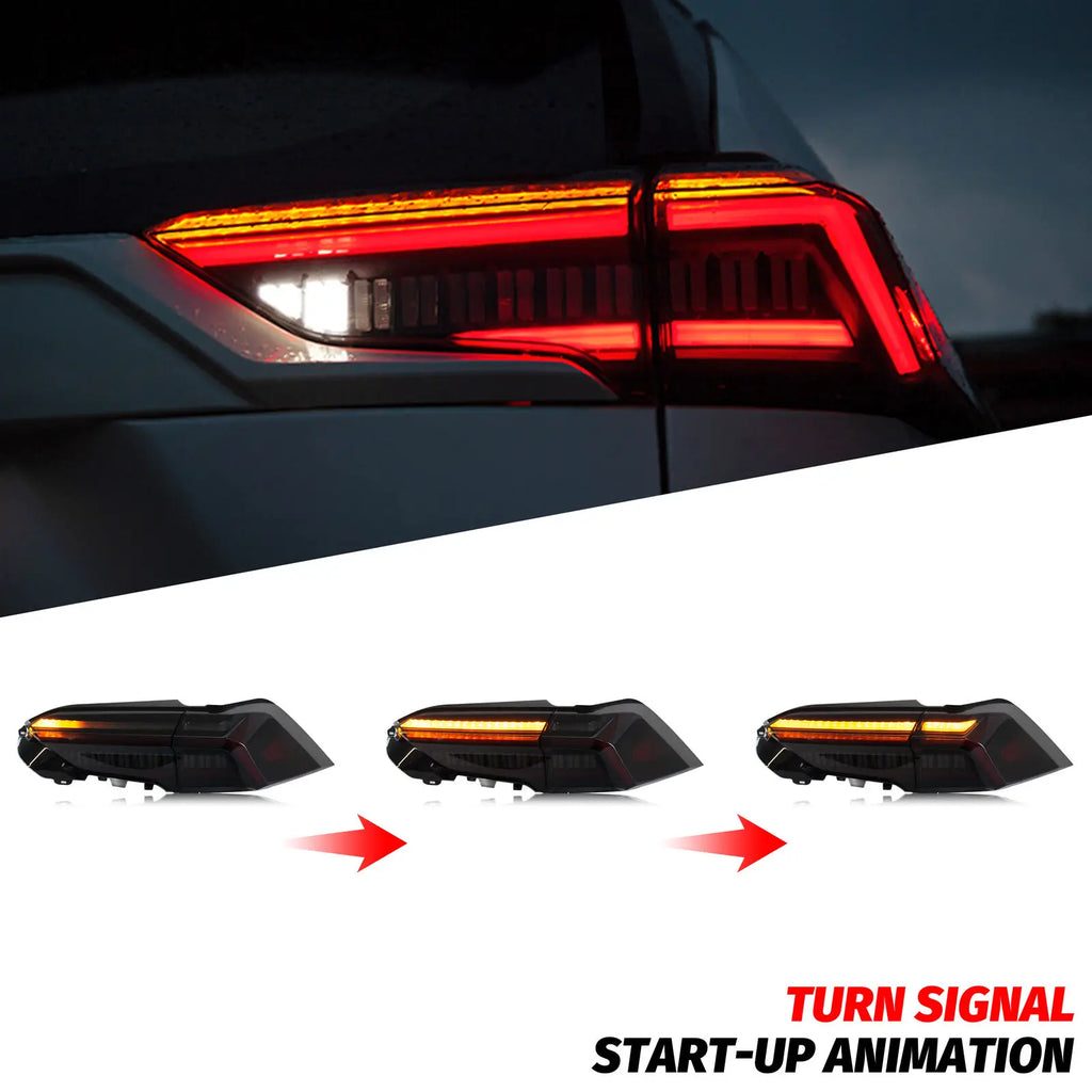 LED Tail Lights for Toyota RAV4 2019-2023 Start-up Animation Sequential Turn Signal Rear Lamps Assembly
