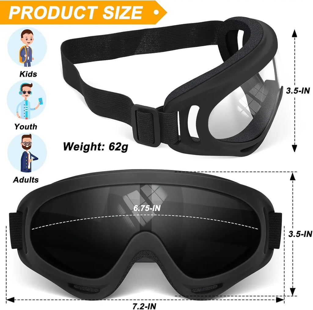 Motorcycle Goggles for Men and Women, ATV Ski Anti-UV Dustproof Windproof Fit Helmet
