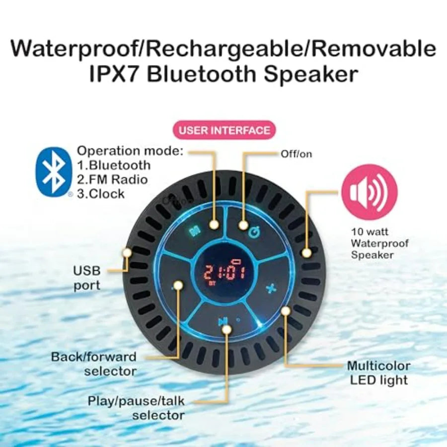 Inflatable Pool Lounger with Bluetooth IPX7 Waterproof Speaker Cup Holder for Adults Premium Floating Pool Chair for Pool Parti