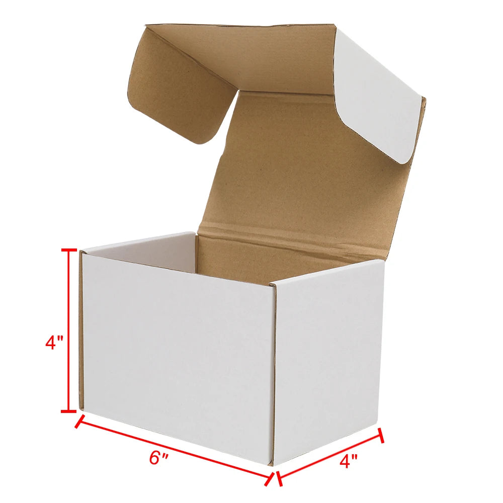 6x4x4 Shipping Boxes Set of 50,White Corrugated Cardboard Box for Mailing Packing Gifts Small Business