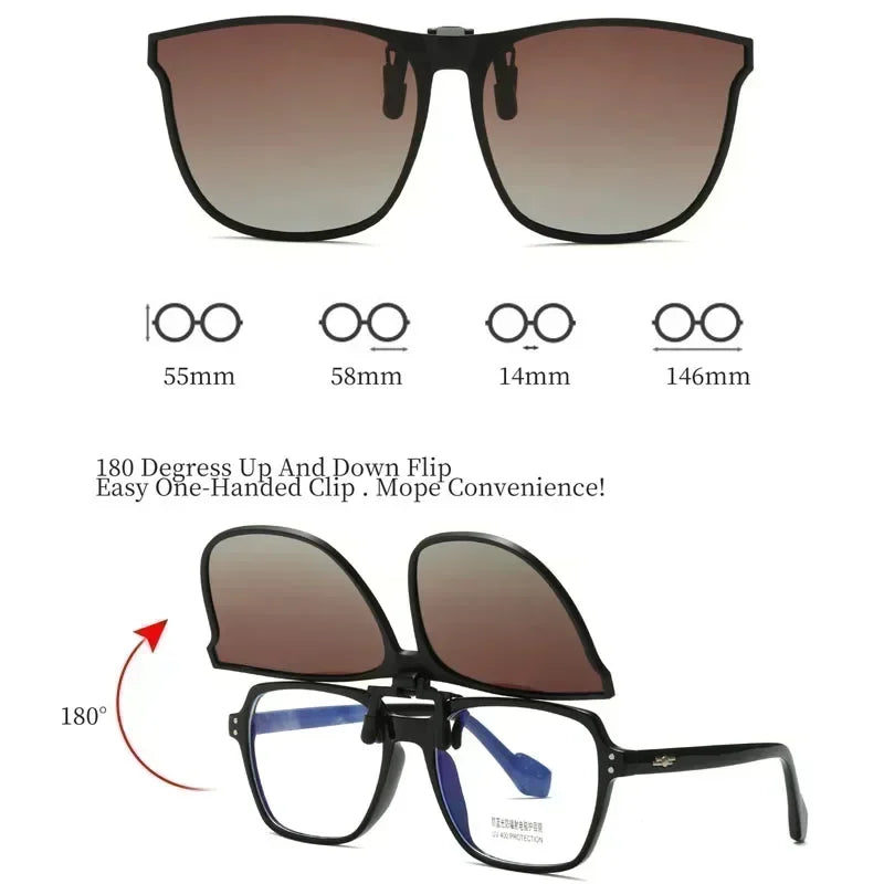 Polarized Clip On Sunglasses Men Photochromic Car Driver Goggles Night Vision Glasses Anti Glare Vintage Square Glasses Oculos