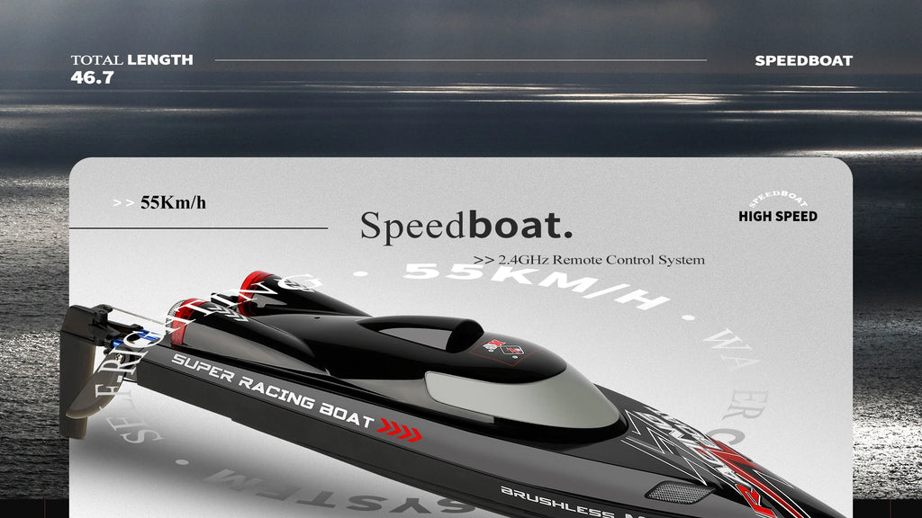 WLtoys WL916 RC Boat 2.4Ghz 55KM/H Brushless High Speed Racing Ship Remote Control Speedboat Toys For Adults with 2 Batteries - Firu Total Sales