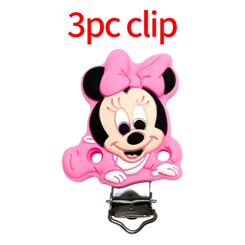 1/3/10pcs Silicone Mickey Teething Beads Food Grade Cartoon Shape Baby Teethers Toys DIY Pacifier Clips Chain Accessories