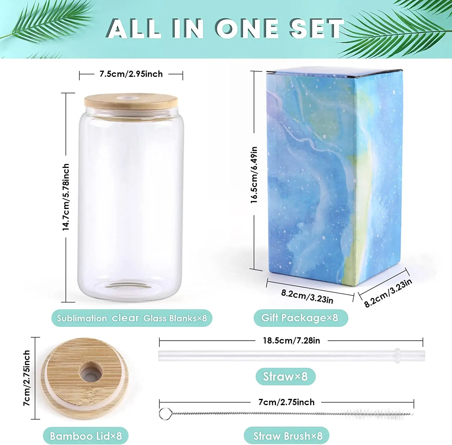 HTVRONT 8-24 Pack Frosted Sublimation Glass With Bamboo Lid Cups With Straws 16OZ Tumbler for Beer, Juice, Soda, Iced Coffee