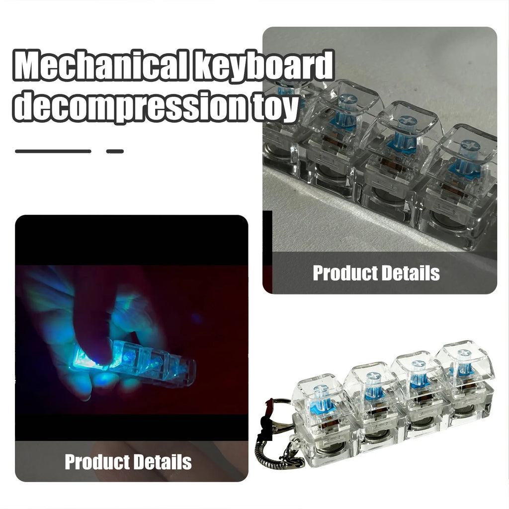 Crystal Keycap Key Bag Pendant Key Height Decompression Toy Luminous Transparent Shaft Decompression Toy Holiday Gift For Friend