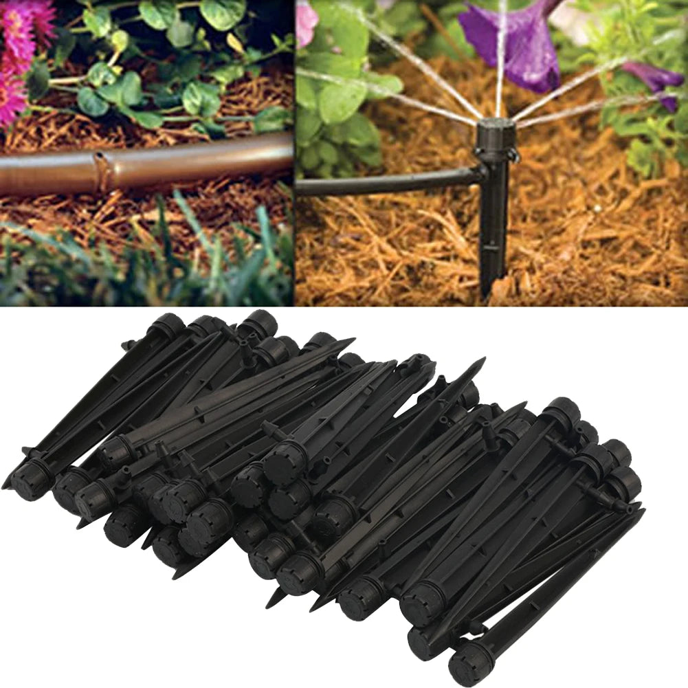 50Pcs Adjustable Spray Dripper 360 Degree Irrigation Dripper Sprinkler with Stake Plant Irrigation System Gardening Supplies