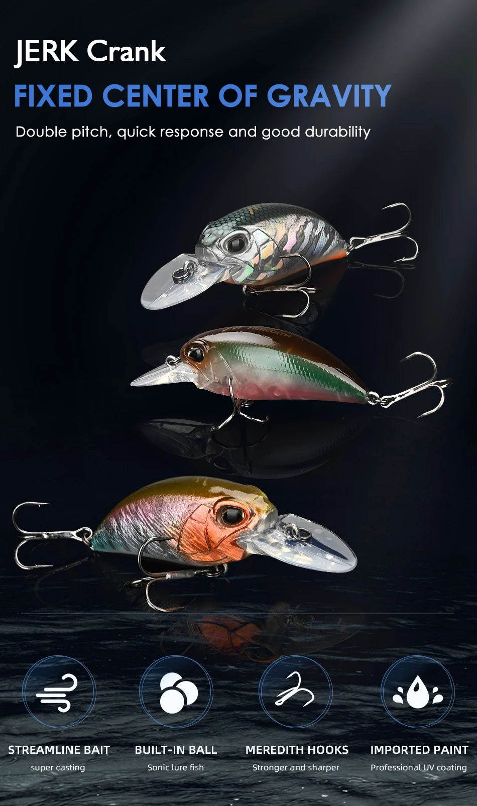 MEREDITH M65 Crankbait Flotante | 14g | 11 Colores | Profundidad 2-2.5m | Bass | Wobbler Profesional - Firu Total Sales