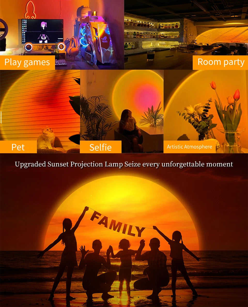 Tuya Smart Sunset Lamp USB Projector LED Night light with Remote Bluetooth App Control Atmosphere Mood Light for Photography